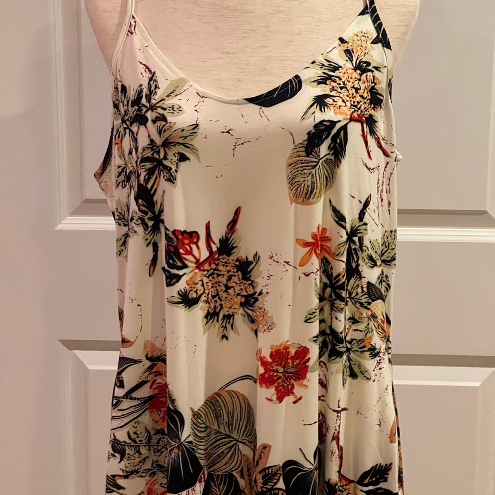 Floral Print Maxi Dress Bohemian Adjustable Spaghetti Straps & Pockets w/Spandex